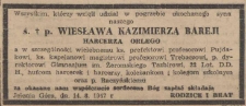 Wszystkim, którzy wzięli udział w pogrzebie ukochanego syna naszego ś. p. Wiesława Kazimierza Bareji...