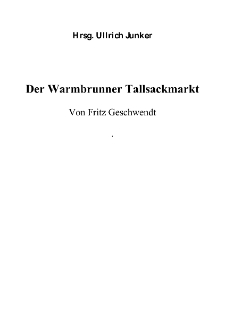 Der Warmbrunner Tallsackmarkt [Dokument elektroniczny]