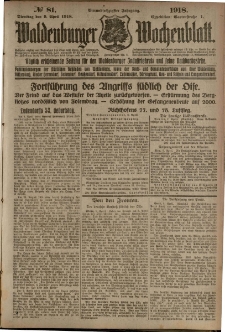 Waldenburger Wochenblatt, Jg. 64, 1918, nr 81