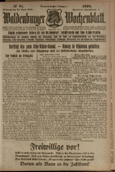 Waldenburger Wochenblatt, Jg. 64, 1918, nr 82