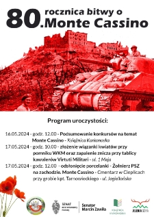 80. rocznica bitwy o Monte Cassino - plakat [Dokument życia społecznego]