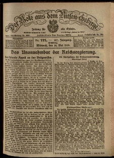 Der Bote aus dem Riesen-Gebirge : Zeitung für alle Stände, R. 107, 1919, nr 111