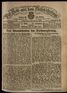 Der Bote aus dem Riesen-Gebirge : Zeitung für alle Stände, R. 107, 1919, nr 111