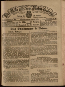 Der Bote aus dem Riesen-Gebirge : Zeitung für alle Stände, R. 107, 1919, nr 136