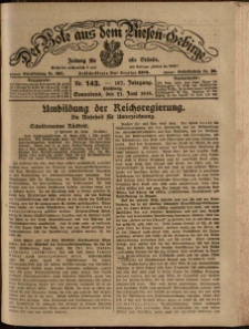 Der Bote aus dem Riesen-Gebirge : Zeitung für alle Stände, R. 107, 1919, nr 142