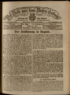 Der Bote aus dem Riesen-Gebirge : Zeitung für alle Stände, R. 107, 1919, nr 180