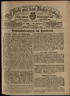 Der Bote aus dem Riesen-Gebirge : Zeitung für alle Stände, R. 107, 1919, nr 205