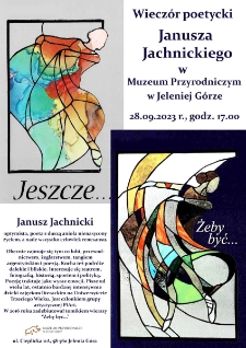 Wieczór poetycki Janusza Jachnickiego - plakat [Dokument życia społecznego]