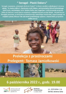 Senegal - Piaski Dakaru. Prelekcja z przeźroczami - plakat [Dokument życia społecznego]