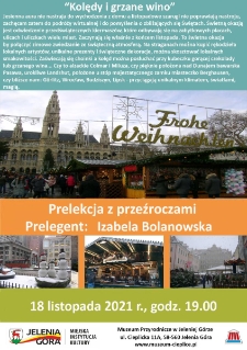 Kolędy i grzane wino. Prelekcja z przeźroczami - plakat [Dokument życia społecznego]