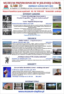 Imprezy kwiecień 2022 - plakat [Dokument życia społecznego]