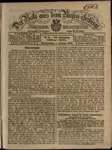 Der Bote aus dem Riesen-Gebirge : Zeitung für alle Stände, R. 108, 1920, nr 1