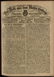 Der Bote aus dem Riesen-Gebirge : Zeitung für alle Stände, R. 108, 1920, nr 52