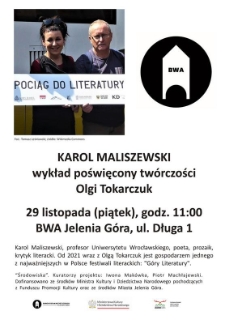 Karol Maliszewski - wykład poświęcony twórczości Olgi Tokarczuk - plakat [Dokument życia społecznego]