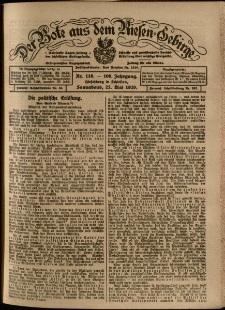 Der Bote aus dem Riesen-Gebirge : Zeitung für alle Stände, R. 108, 1920, nr 116