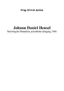 Johann Daniel Hensel Nekrolog der Deutschen, achtzehnter Jahrgang, 1840 [Dokument elektroniczny]