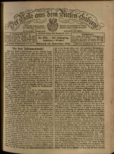 Der Bote aus dem Riesen-Gebirge : Zeitung für alle Stände, R. 107, 1919, nr 271