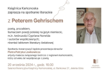 Książnica Karkonoska zaprasza na spotkanie literackie z Peterem Gehrischem - plakat [Dokument życia społecznego]