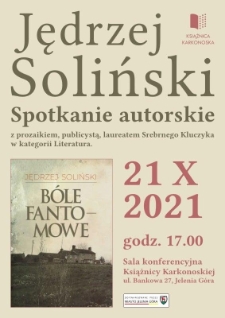 Jędrzej Soliński. Spotkanie autorskie - plakat [Dokument życia społecznego]