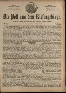 Die Post aus dem Riesengebirge, 1886, nr 15