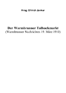 Der Warmbrunner Tallsackmarkt (Warmbrunner Nachrichten 19. März 1910) [Dokument elektroniczny]