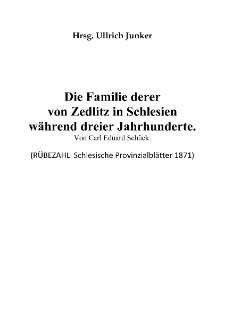 Die Familie derer von Zedlitz in Schlesien während dreier Jahrhunderte [Dokument elektroniczny]