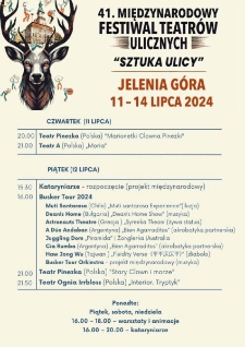 41. Międzynarodowy Festiwal Teatrów Ulicznych. "Sztuka ulicy" - ulotka [Dokument życia społecznego]