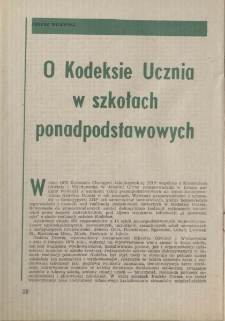 O Kodeksie Ucznia w szkołach ponadpodstawowych