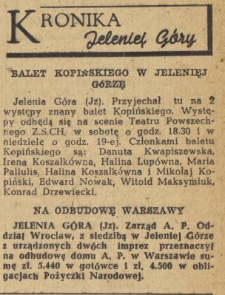 Kronika Jeleniej Góry : Balet Kopińskiego w Jeleniej Górze