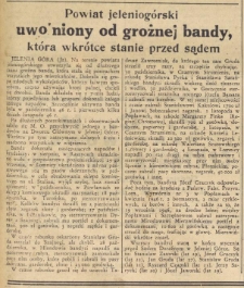 Powiat jeleniogórski uwolniony od groźnej bandy, która wkrótce stanie przed sądem