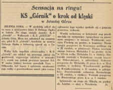 Kronika sportowa. Sensacja na ringu! KS "Górnik" o krok od klęski w Jeleniej Górze