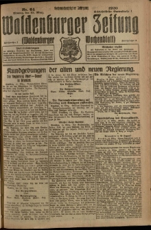 Waldenburger Zeitung, Jg. 66, 1920, nr 64