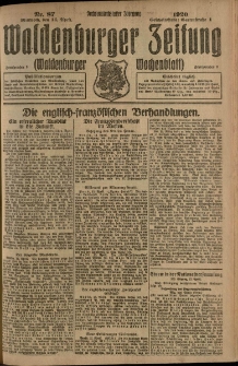 Waldenburger Zeitung, Jg. 66, 1920, nr 87