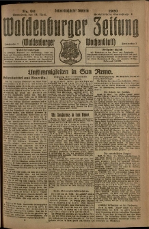 Waldenburger Zeitung, Jg. 66, 1920, nr 96