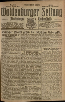 Waldenburger Zeitung, Jg. 66, 1920, nr 98