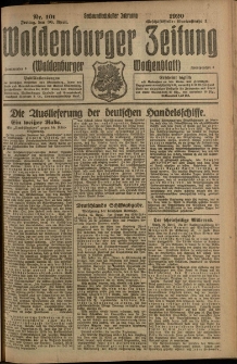 Waldenburger Zeitung, Jg. 66, 1920, nr 101
