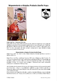 Wspomnienie o Księdzu Prałacie Józefie Frącu [Dokument elektroniczny]