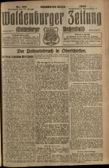 Waldenburger Zeitung, Jg. 66, 1920, nr 195