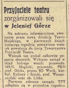 Przyjaciele teatru zorganizowali się w Jeleniej G&oacute;rze