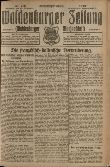 Waldenburger Zeitung, Jg. 66, 1920, nr 216