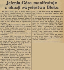 Jelenia G&oacute;ra manifestuje z okazji zwycięstwa Bloku