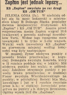 Zapłon jest jednak lepszy... : KS "Zapłon" zwycięża po raz drugi KS "OM TUR"
