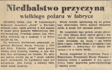 Niedbalstwo przyczyną wielkiego pożaru w fabryce