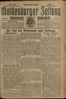 Waldenburger Zeitung, Jg. 66, 1920, nr 278