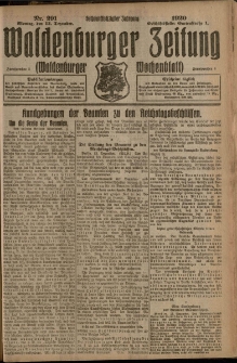 Waldenburger Zeitung, Jg. 66, 1920, nr 291