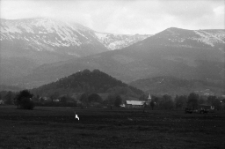 Ścięgny - widok na Księżą Górę i Śnieżkę [Dokument ikonograficzny]