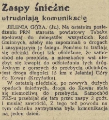 Zaspy śnieżne utrudniają komunkację