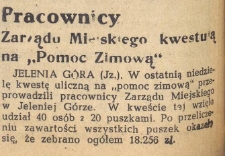 Pracownicy Zarządu Miejskiego kwestują ,,Pomoc Zimową“