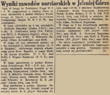 Wyniki zawodów narciarskich w Jeleniej Górze