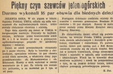 Piękny czyn szewców jeleniogórskich : Darmo wykonali 16 par obuwia dla biednych dzieci